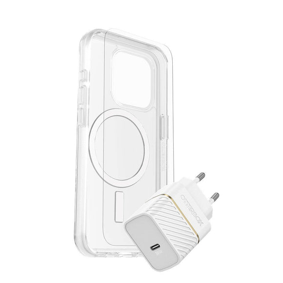 OtterBox iPhone 15 Protection + Power Kit - MagSafe Cover, Skærmbeskyttelse & 30W Vægoplader