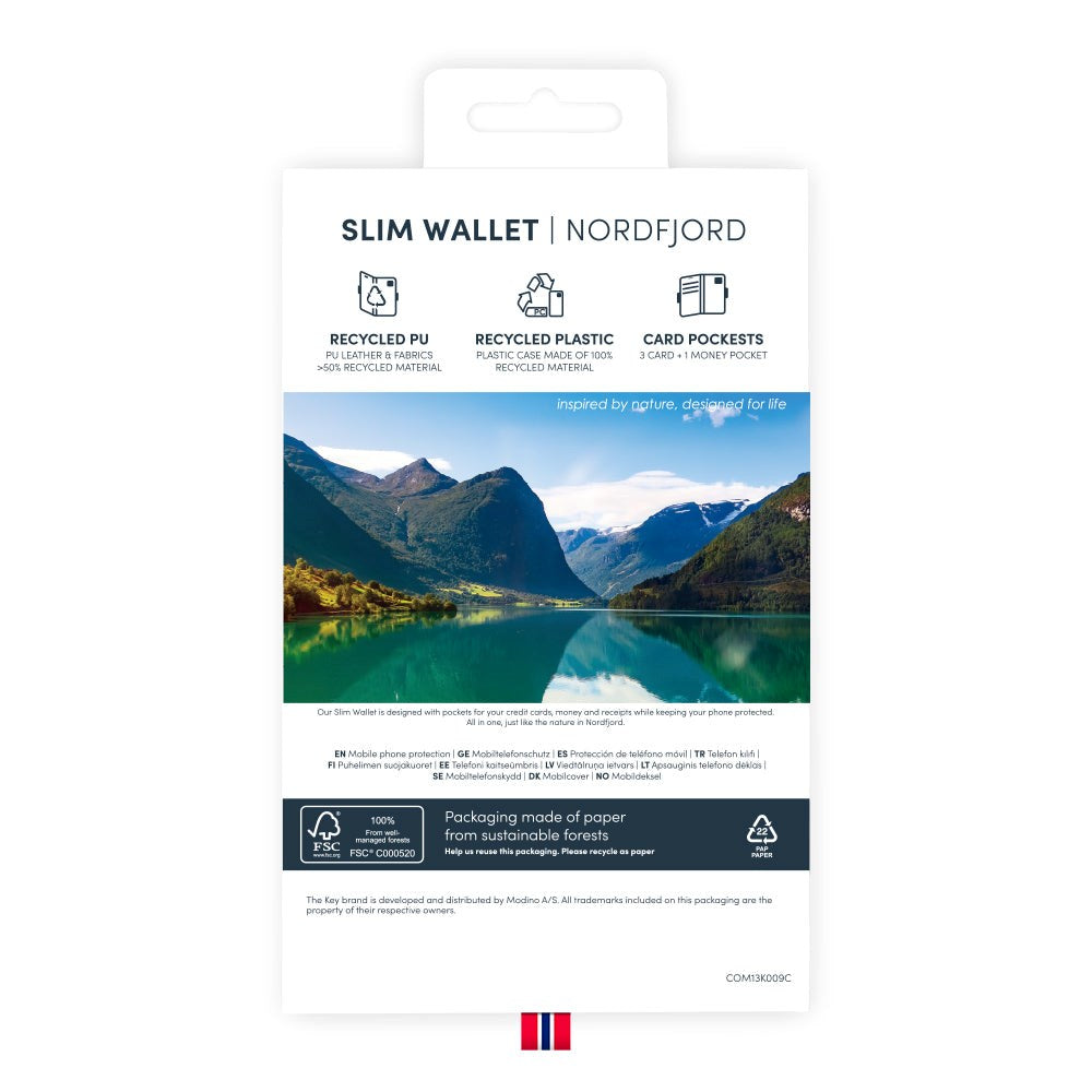 iPhone 14 Plus Key Nordfjord Slim Wallet Læder Cover m. Pung - Sort