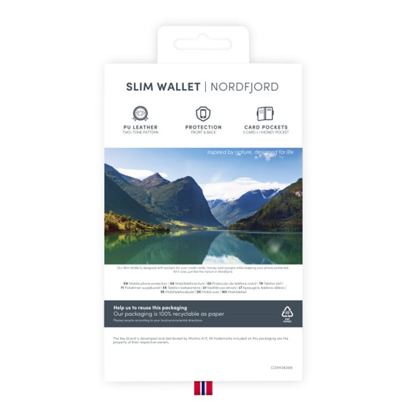 iPhone 13 Pro Max Key Nordfjord Slim Wallet Læder Cover m. Pung - Sort