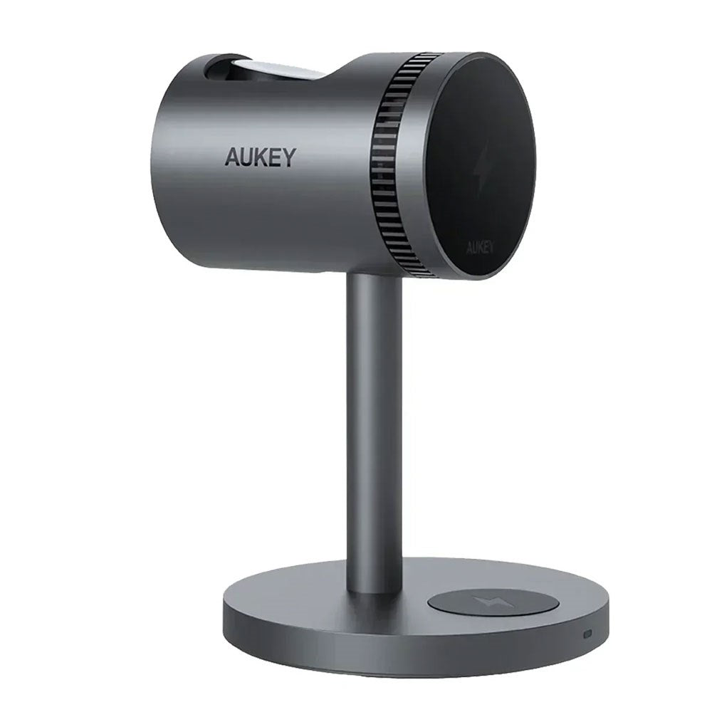 Aukey MagFusion 3-i-1 15W Trådløs Oplader til Smartphone / Apple Watch / AirPods - MagSafe / Qi2 Kompatibel - Grå