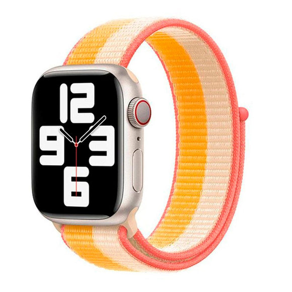 Apple Watch (38/40/SE/41/42mm) Lippa Nylon Rem - Hvid / Gul