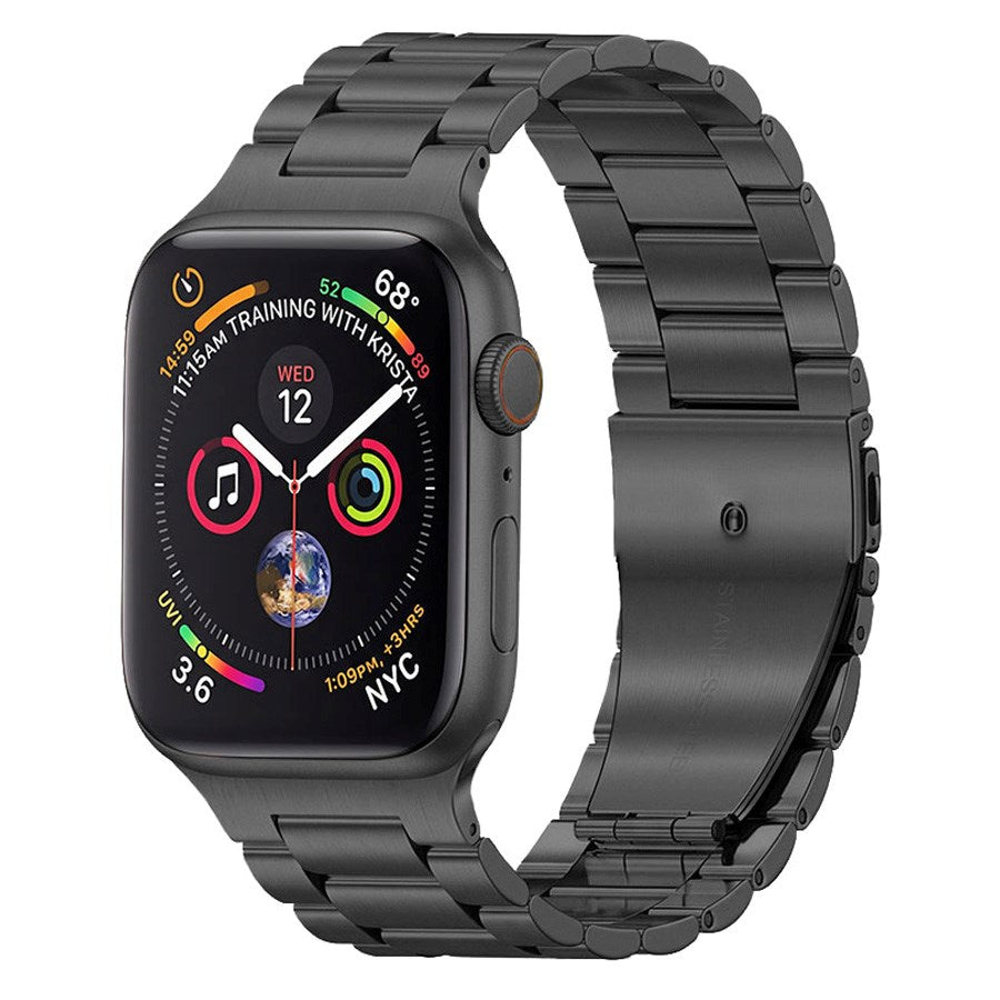 Lippa Apple Watch (42/44/SE/45/46/49mm) Rustfri Stål Rem - Sort