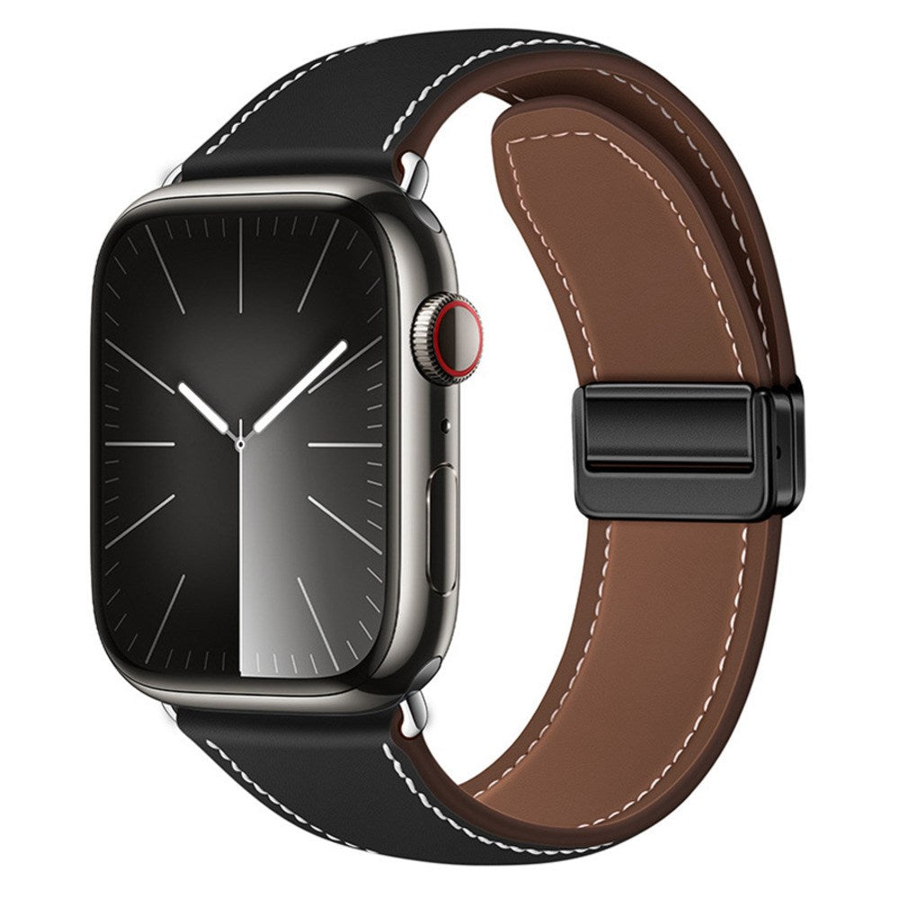 Apple Watch (38/40/41/42 mm) Lippa Magnetisk Kunstlæder Rem - Sort