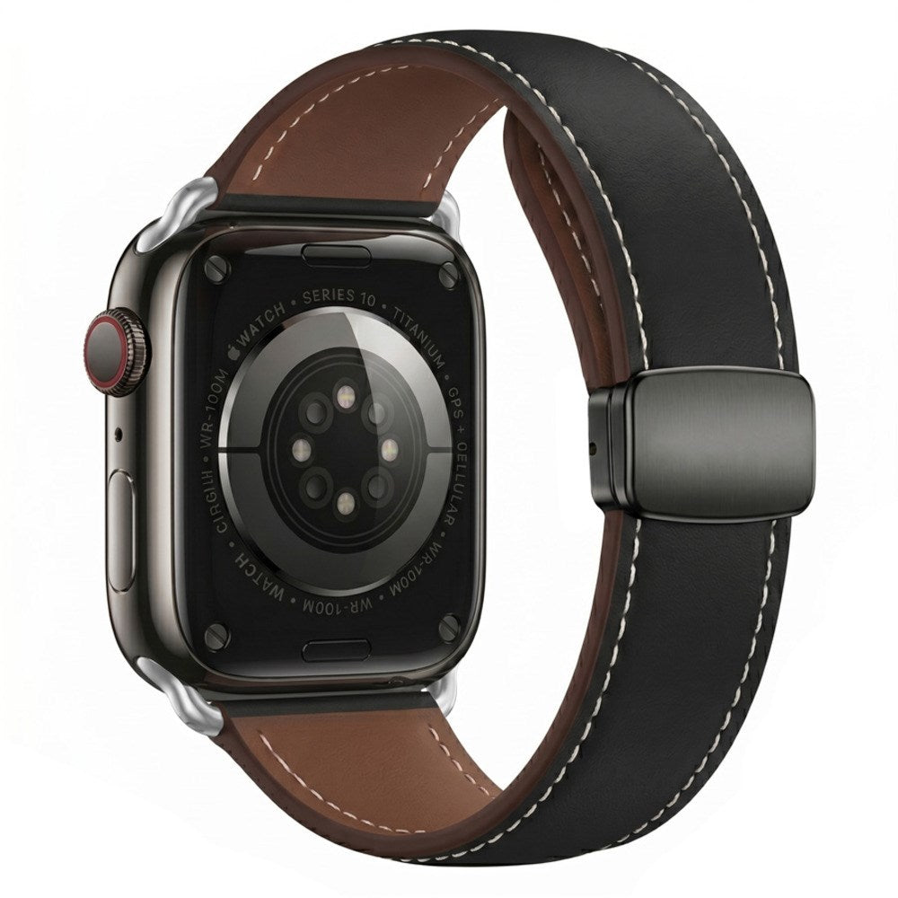 Apple Watch (38/40/41/42 mm) Lippa Magnetisk Kunstlæder Rem - Sort