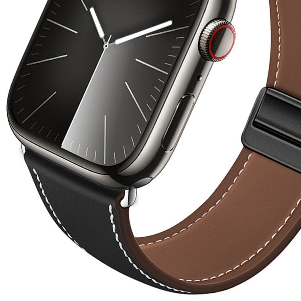 Apple Watch (38/40/41/42 mm) Lippa Magnetisk Kunstlæder Rem - Sort