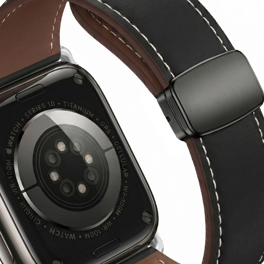 Apple Watch (38/40/41/42 mm) Lippa Magnetisk Kunstlæder Rem - Sort