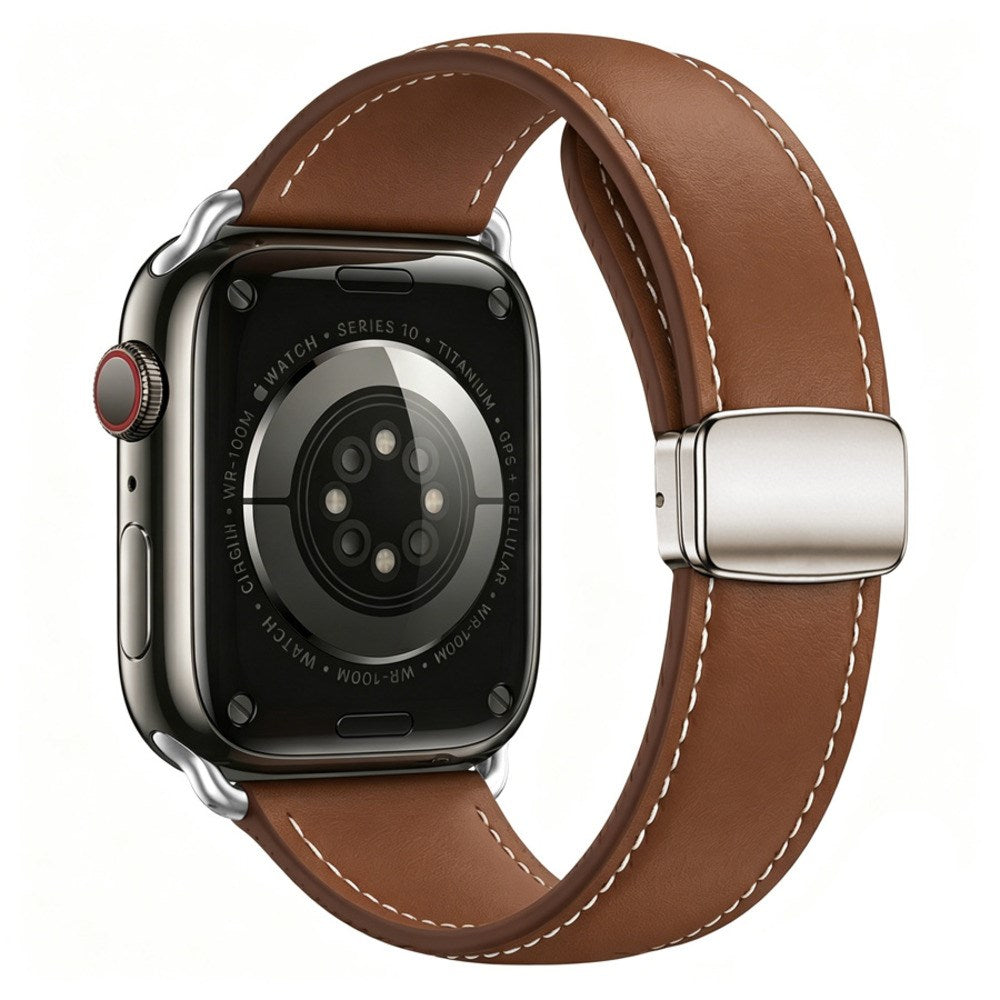 Apple Watch (38/40/41/42 mm) Lippa Magnetisk Kunstlæder Rem - Brun