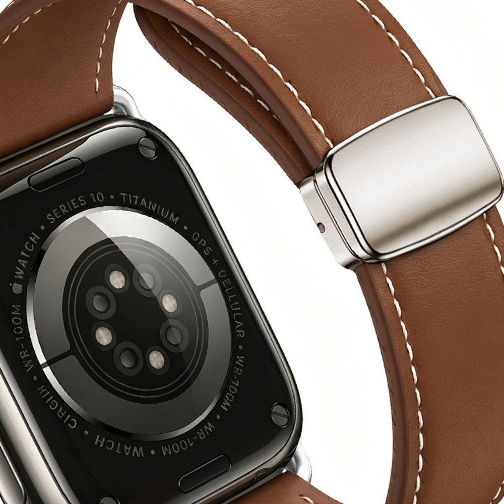 Apple Watch (38/40/41/42 mm) Lippa Magnetisk Kunstlæder Rem - Brun