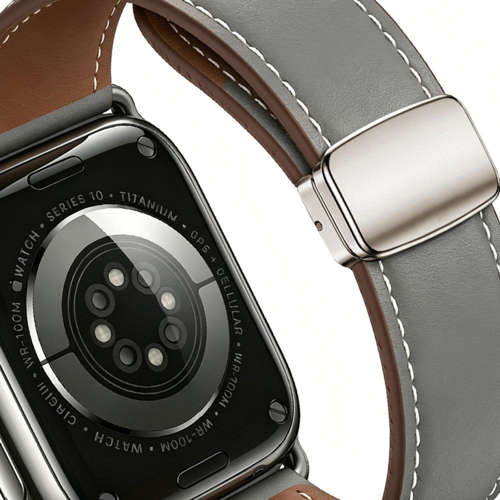 Apple Watch (38/40/41/42 mm) Lippa Magnetisk Kunstlæder Rem - Grå