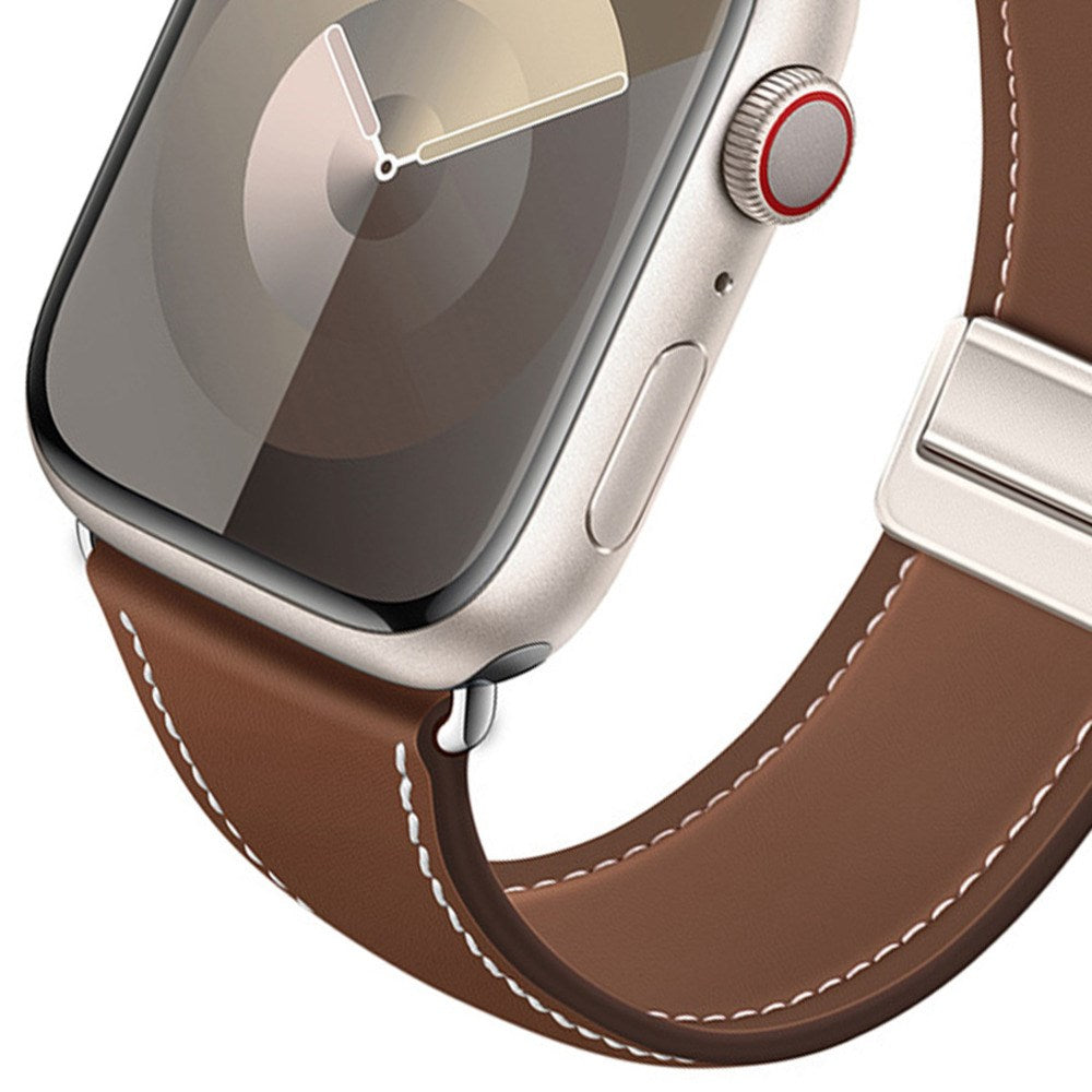 Apple Watch (42/44/45/46/49 mm) Lippa Magnetisk Kunstlæder Rem - Brun