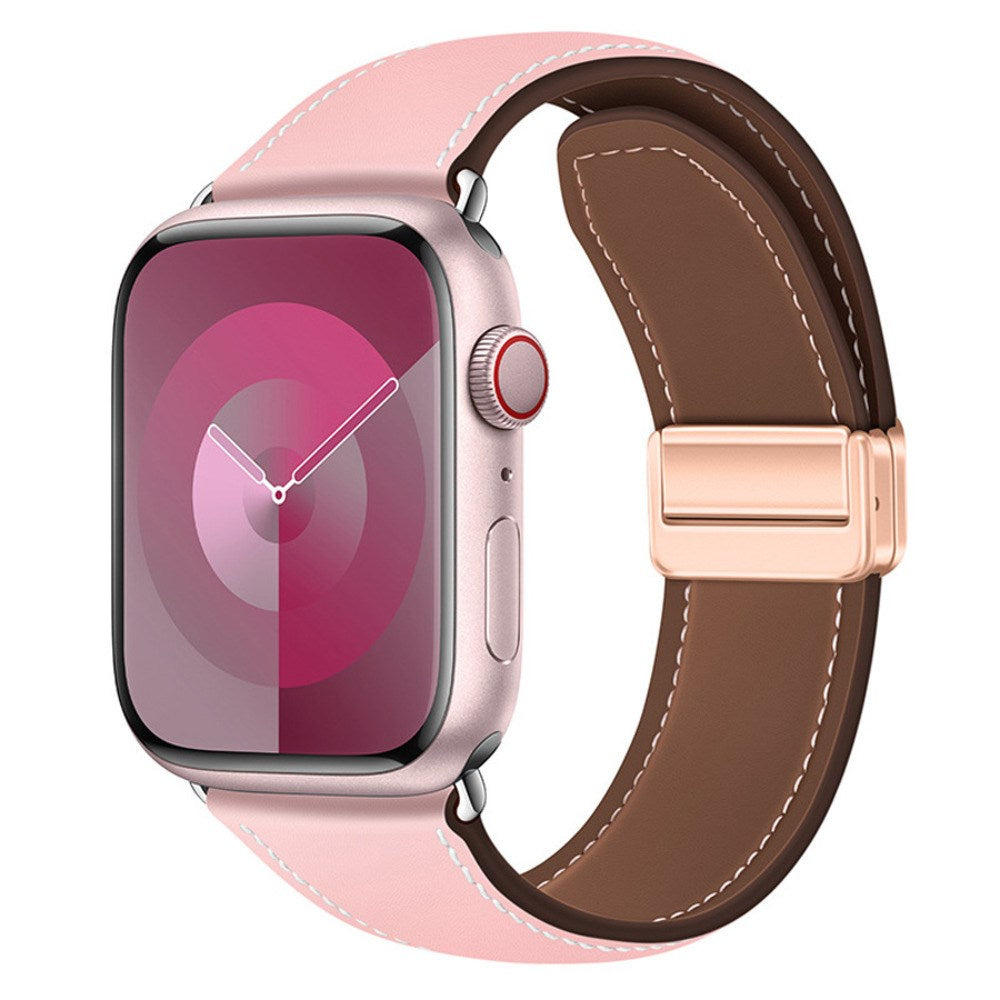 Apple Watch (42/44/45/46/49 mm) Lippa Magnetisk Kunstlæder Rem - Lyserød