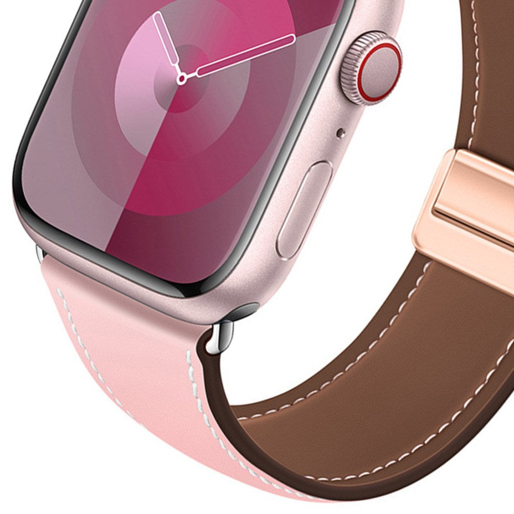 Apple Watch (42/44/45/46/49 mm) Lippa Magnetisk Kunstlæder Rem - Lyserød
