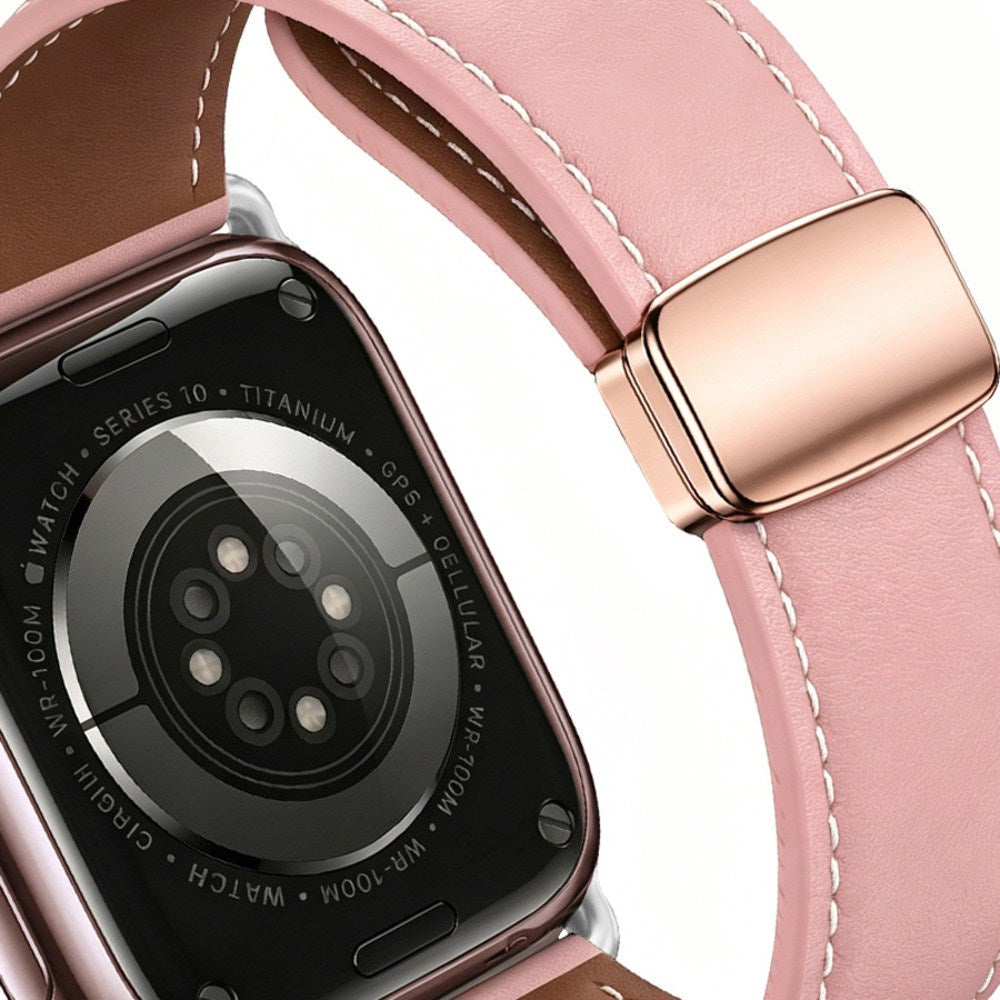 Apple Watch (42/44/45/46/49 mm) Lippa Magnetisk Kunstlæder Rem - Lyserød