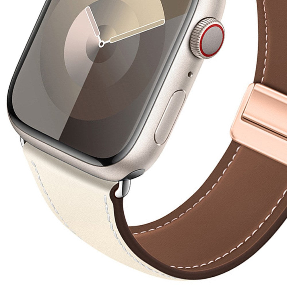 Apple Watch (42/44/45/46/49 mm) Lippa Magnetisk Kunstlæder Rem - Beige