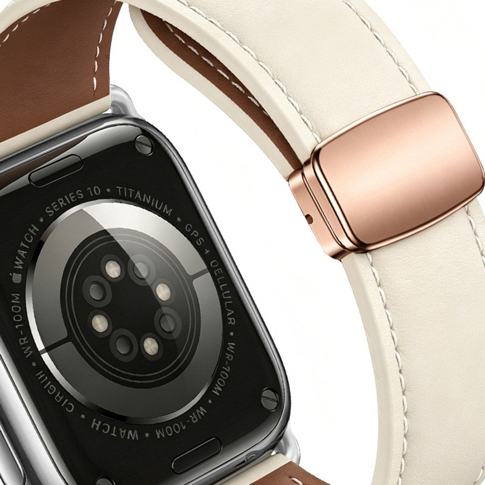Apple Watch (42/44/45/46/49 mm) Lippa Magnetisk Kunstlæder Rem - Beige