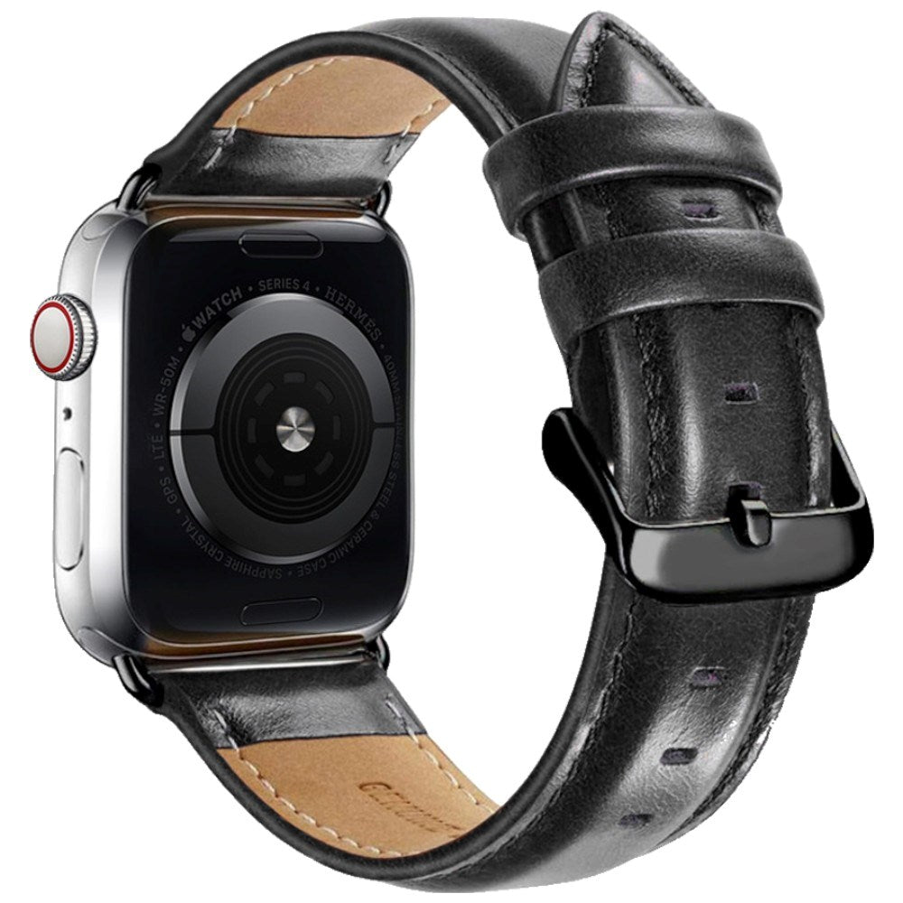 Apple Watch (42/44/45/46/49 mm) Lippa Kunstlæder Rem - Sort
