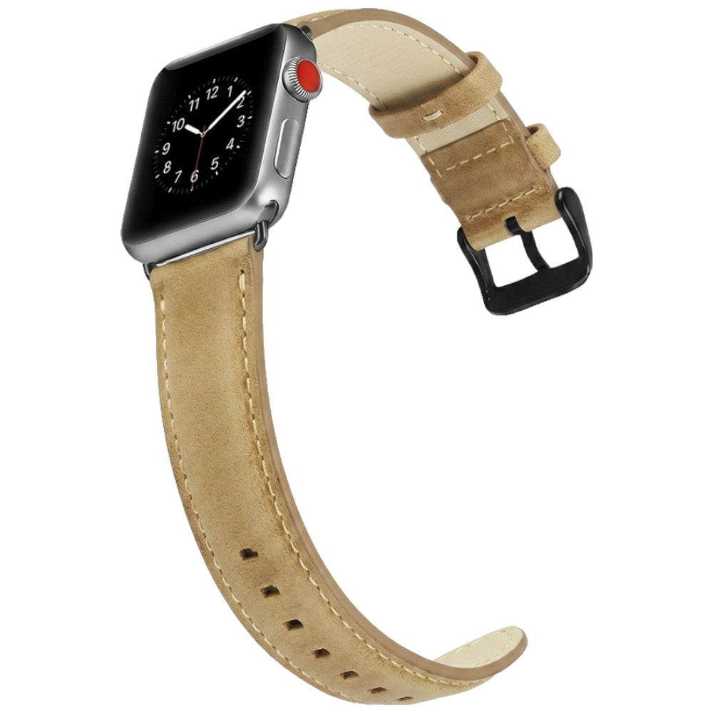 Apple Watch (42/44/45/46/49 mm) Lippa Kunstlæder Rem - Lysebrun