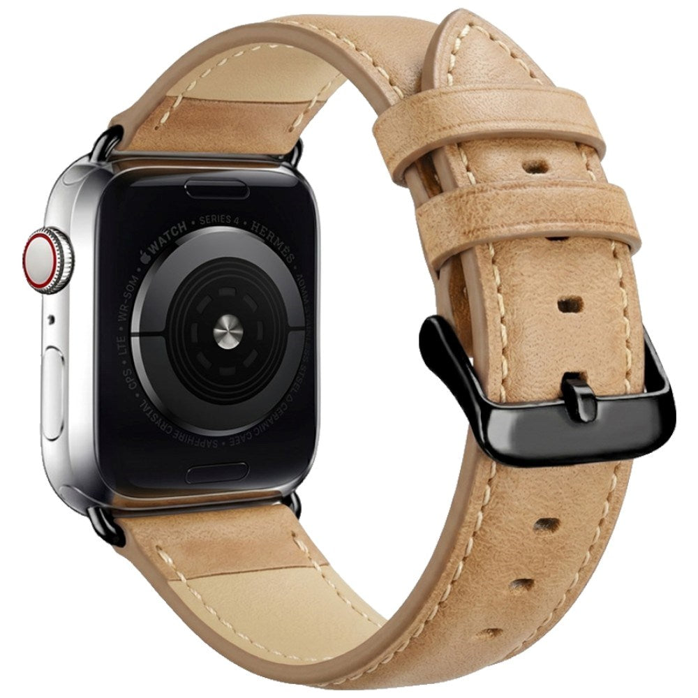 Apple Watch (42/44/45/46/49 mm) Lippa Kunstlæder Rem - Lysebrun