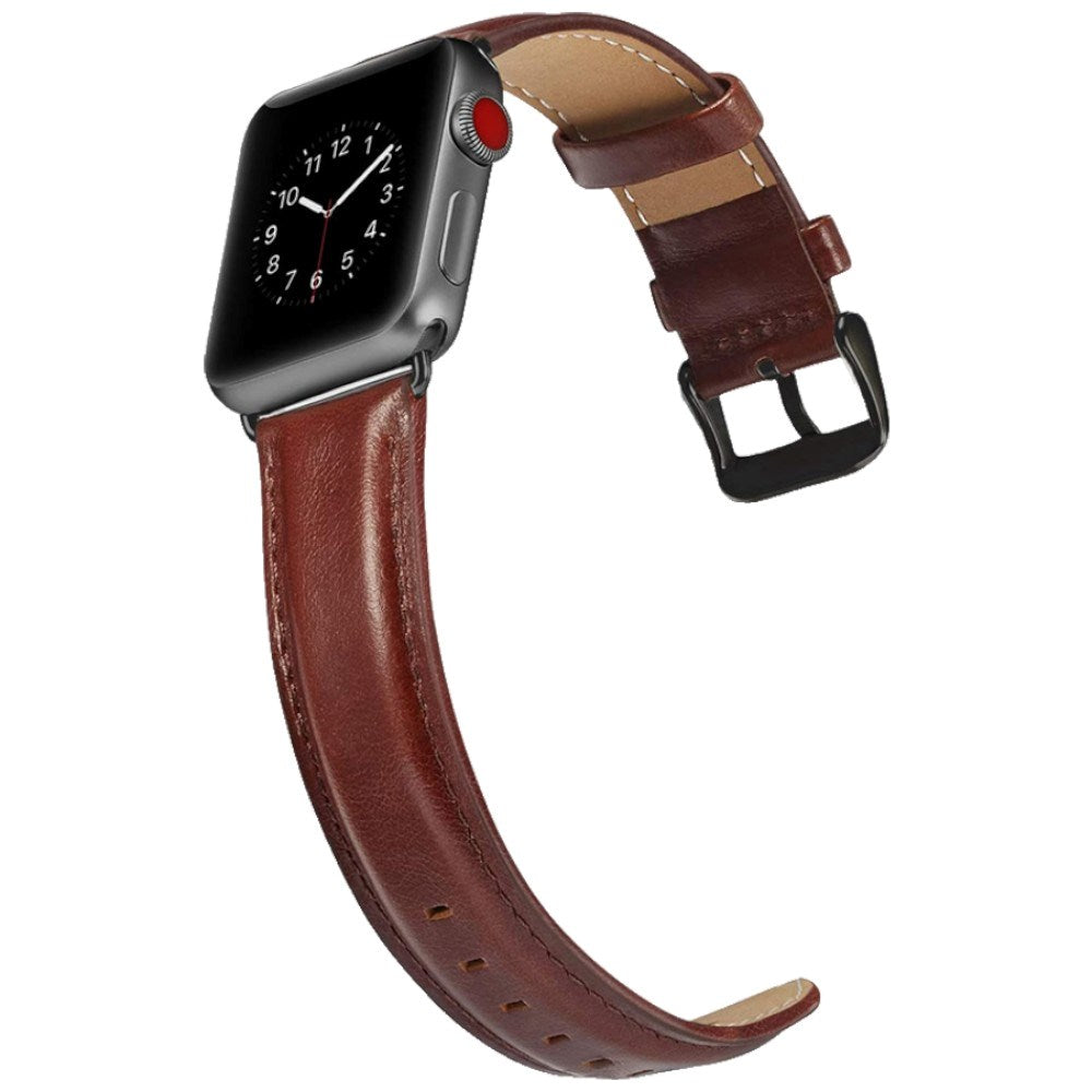Apple Watch (42/44/45/46/49 mm) Lippa Kunstlæder Rem - Mørkebrun
