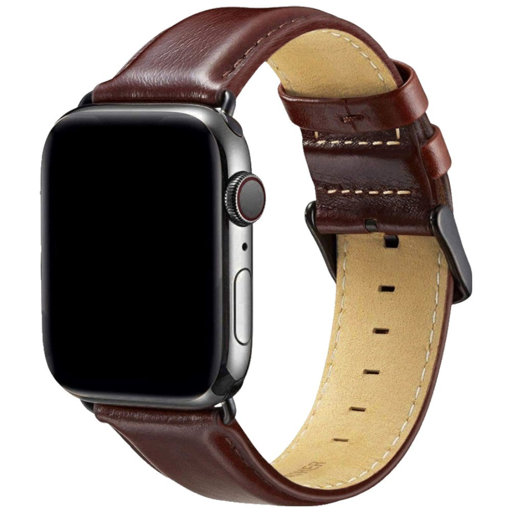 Apple Watch (42/44/45/46/49 mm) Lippa Kunstlæder Rem - Mørkebrun