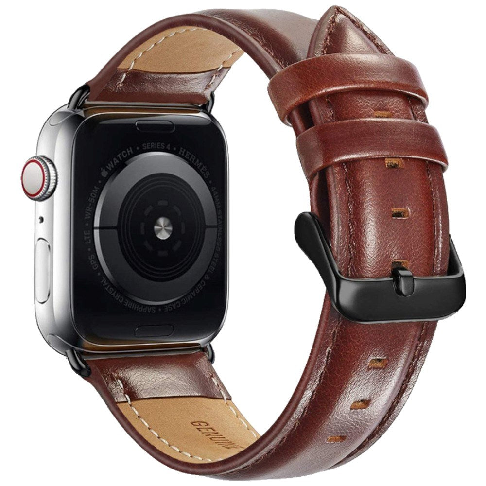 Apple Watch (42/44/45/46/49 mm) Lippa Kunstlæder Rem - Mørkebrun