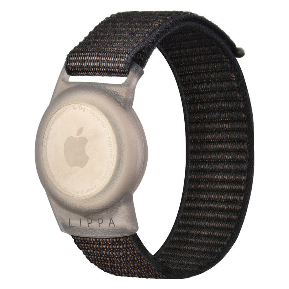 Lippa Justerbart Nylon Armbånd til AirTag 1. & 2. Gen. - Sort