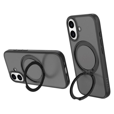 iPhone 17 Lippa Hybrid Plastik Cover m. 360 Roterende Kickstand - MagSafe Kompatibel - Mat / Sort