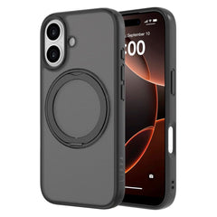 iPhone 17 Lippa Hybrid Plastik Cover m. 360 Roterende Kickstand - MagSafe Kompatibel - Mat / Sort