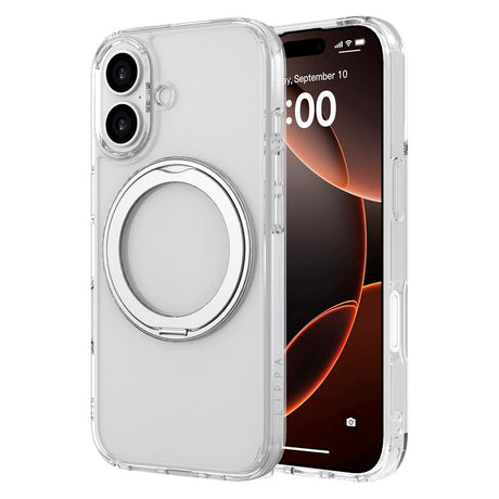iPhone 17 Lippa Hybrid Plastik Cover m. 360 Roterende Kickstand - MagSafe Kompatibel - Gennemsigtig / Sølv
