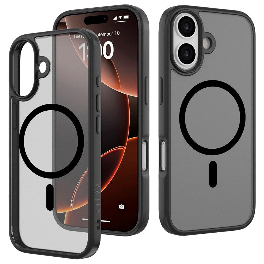 iPhone 17 Lippa Hybrid Plastik Cover - MagSafe Kompatibel - Mat / Sort