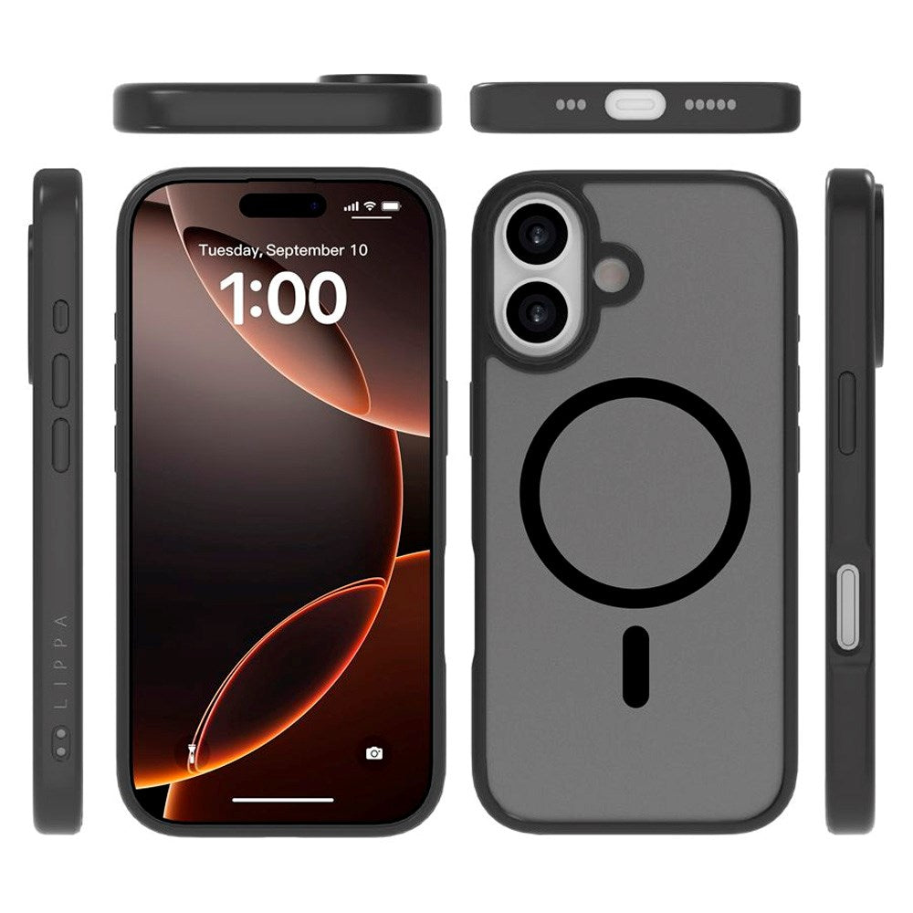 iPhone 17 Lippa Hybrid Plastik Cover - MagSafe Kompatibel - Mat / Sort