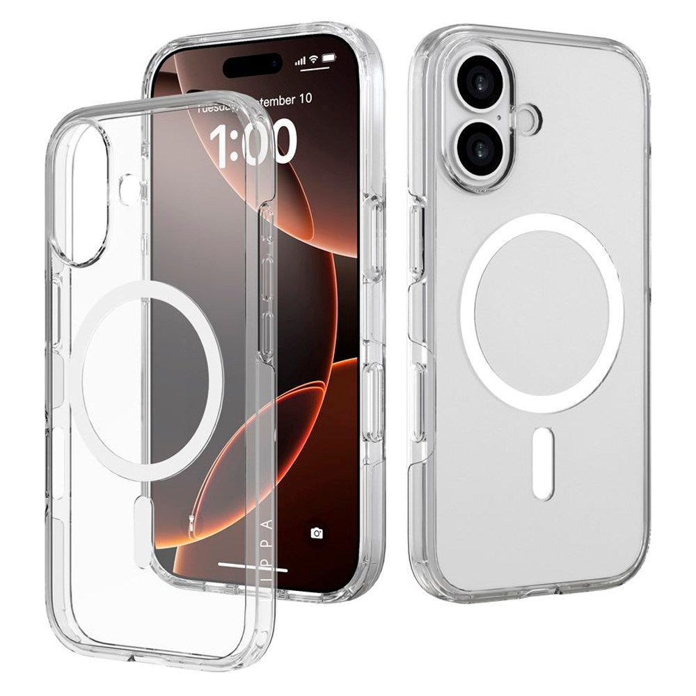 iPhone 17 Lippa Hybrid Plastik Cover - MagSafe Kompatibel - Gennemsigtig / Hvid