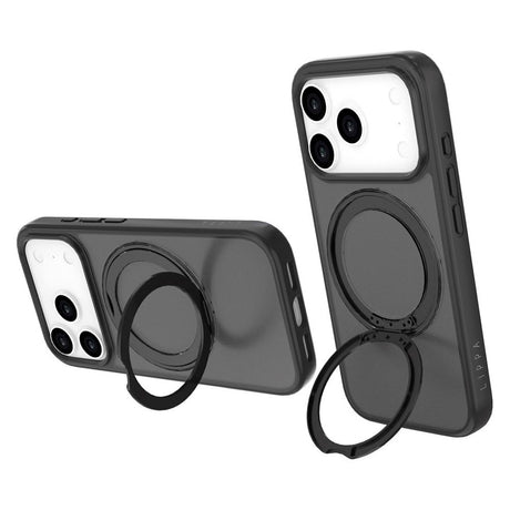 iPhone 17 Pro Lippa Hybrid Plastik Cover m. 360 Roterende Kickstand - MagSafe Kompatibel - Mat / Sort