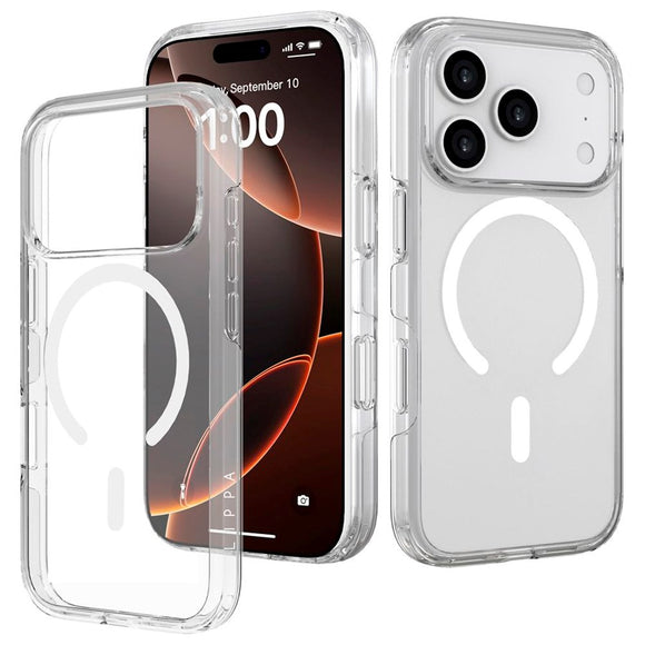 iPhone 17 Pro Lippa Hybrid Plastik Cover - MagSafe Kompatibel - Gennemsigtig / Hvid