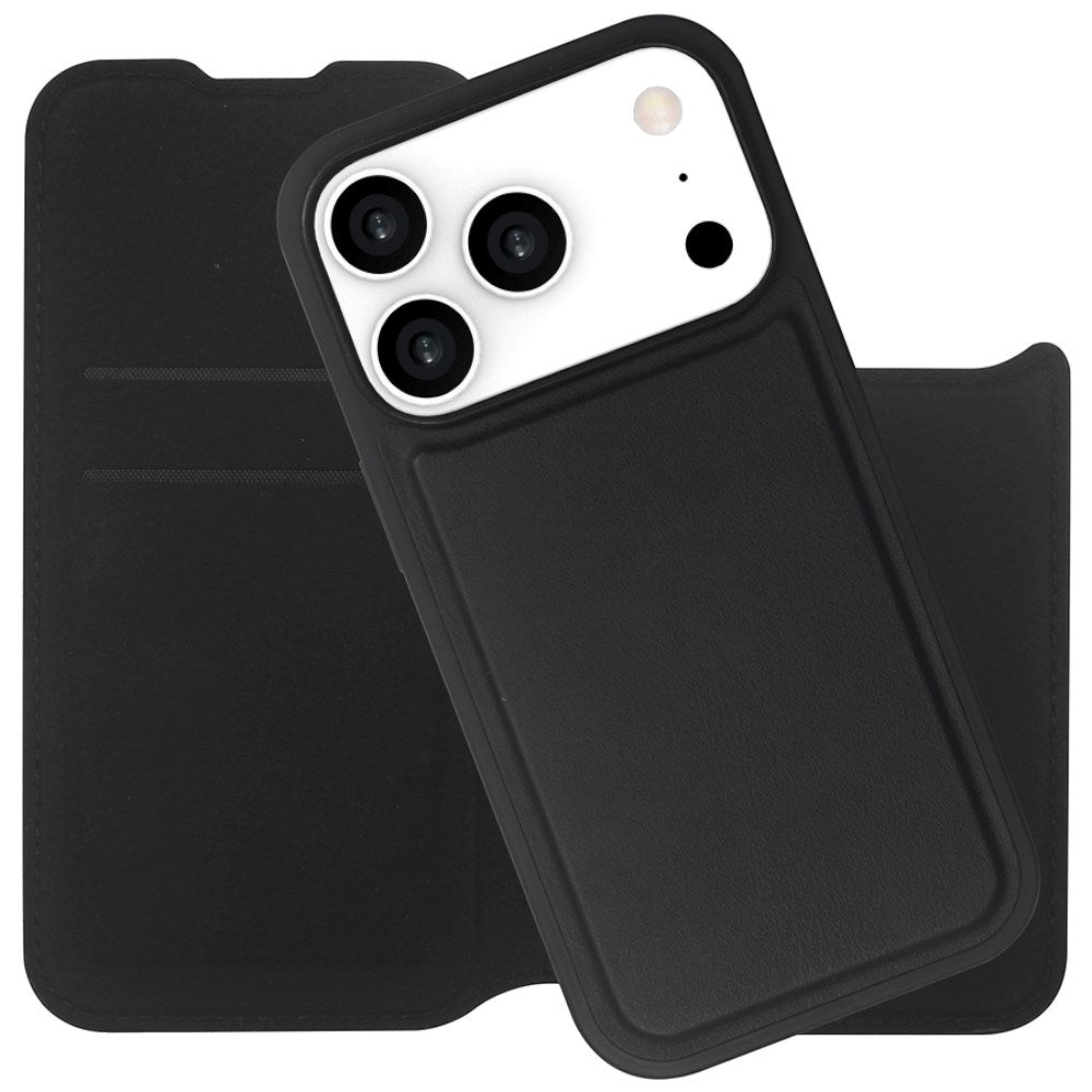 iPhone 17 Pro Max / 18 Pro Max Lippa Wallet Kunstlæder 2-i-1 Flip Cover - MagSafe Kompatibel - Sort
