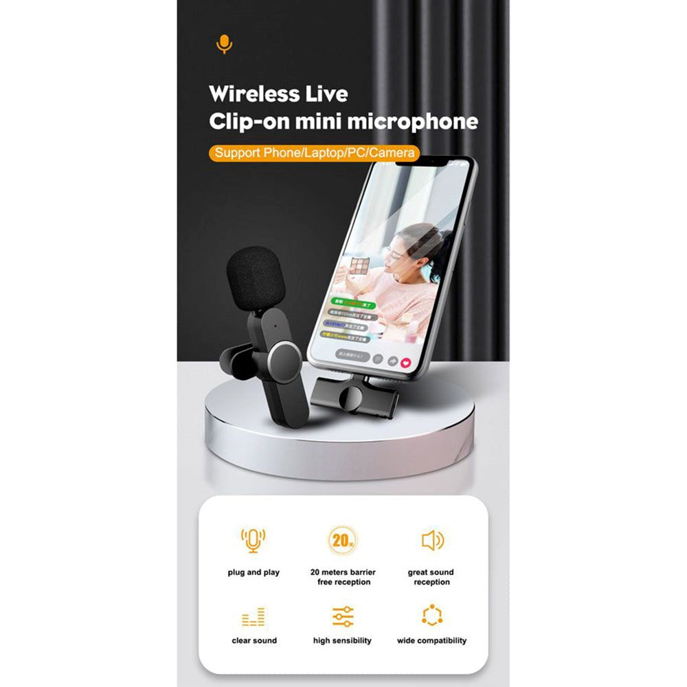 Lippa Trådløs Mikrofon m. USB-C - 2. stk - Sort