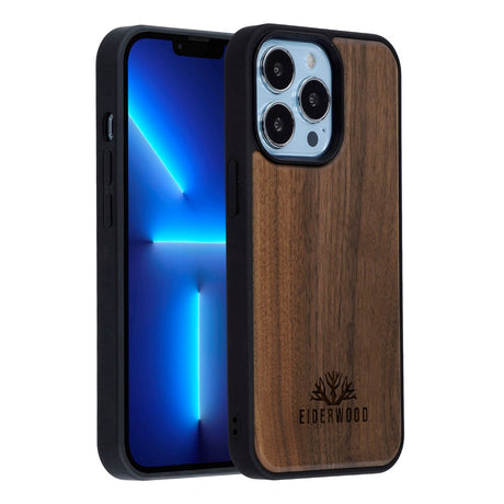 EIDERWOOD iPhone 13 Pro Magnetisk Træcover - MagSafe Kompatibel - Valnøddetræ