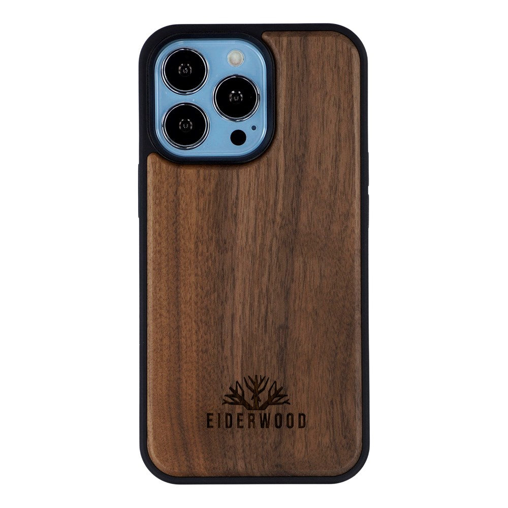 EIDERWOOD iPhone 13 Pro Magnetisk Træcover - MagSafe Kompatibel - Valnøddetræ