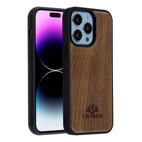 EIDERWOOD iPhone 14 Pro Magnetisk Træcover - MagSafe Kompatibel - Valnøddetræ