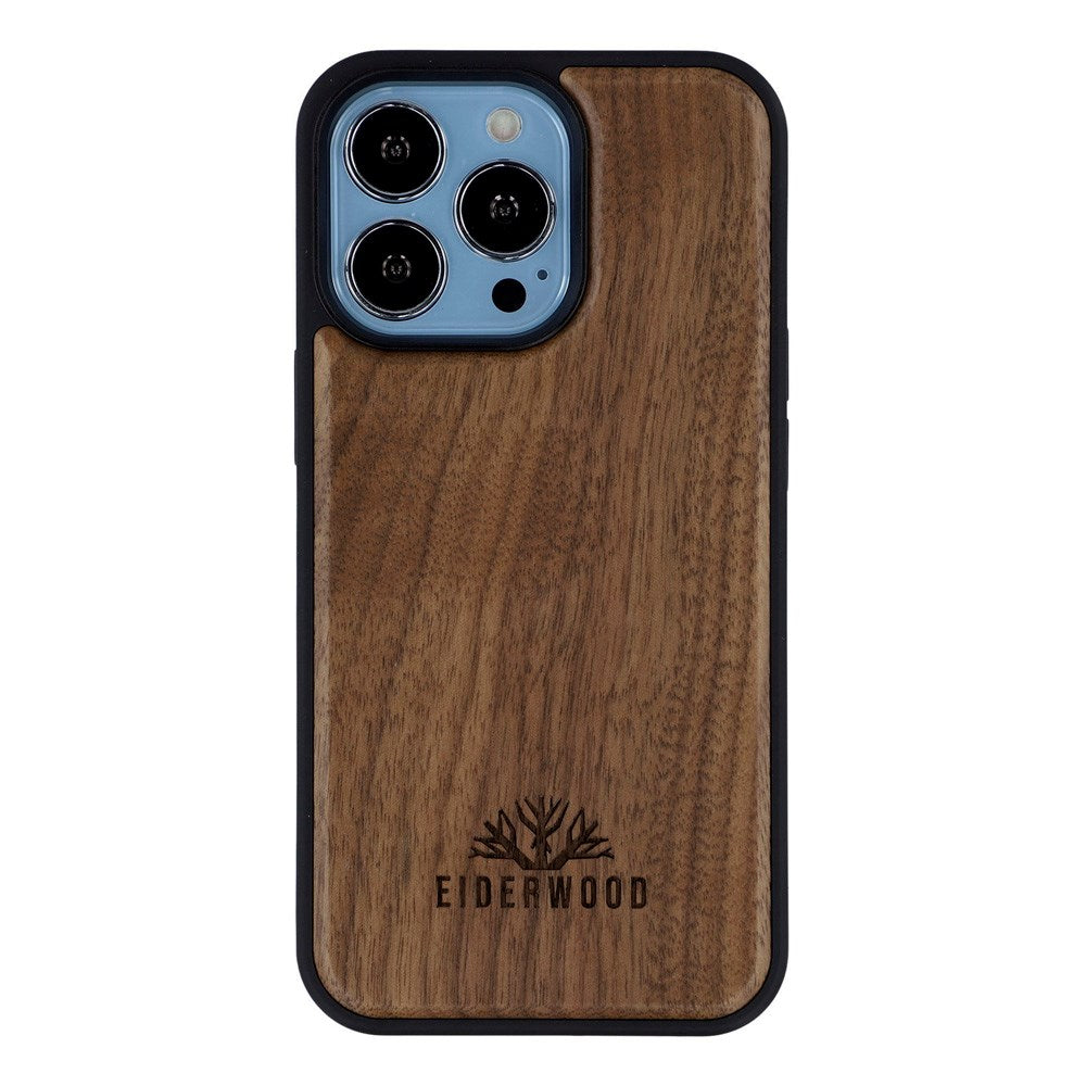 EIDERWOOD iPhone 14 Pro Magnetisk Træcover - MagSafe Kompatibel - Valnøddetræ