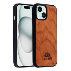 EIDERWOOD iPhone 15 Magnetisk Træcover - MagSafe Kompatibel - Kirsebærtræ