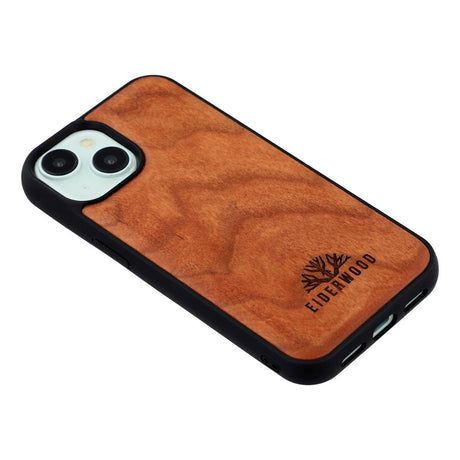 EIDERWOOD iPhone 15 Magnetisk Træcover - MagSafe Kompatibel - Kirsebærtræ