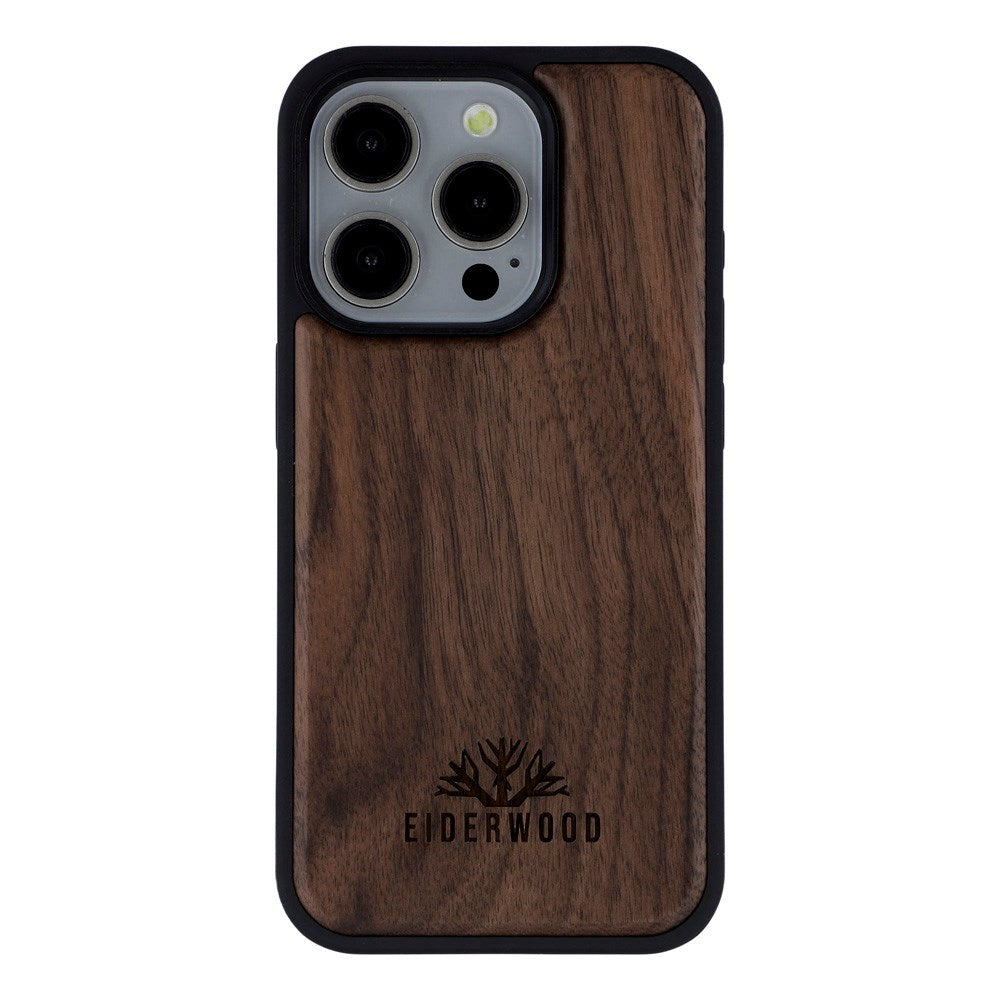 EIDERWOOD iPhone 15 Pro Magnetisk Træcover - MagSafe Kompatibel - Valnøddetræ