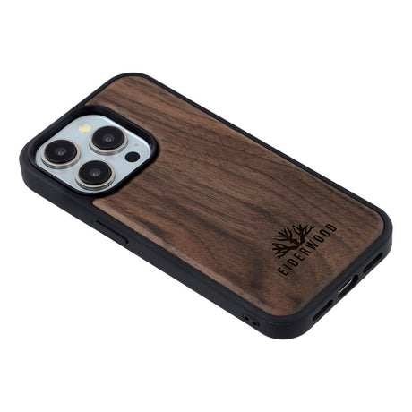 EIDERWOOD iPhone 15 Pro Magnetisk Træcover - MagSafe Kompatibel - Valnøddetræ