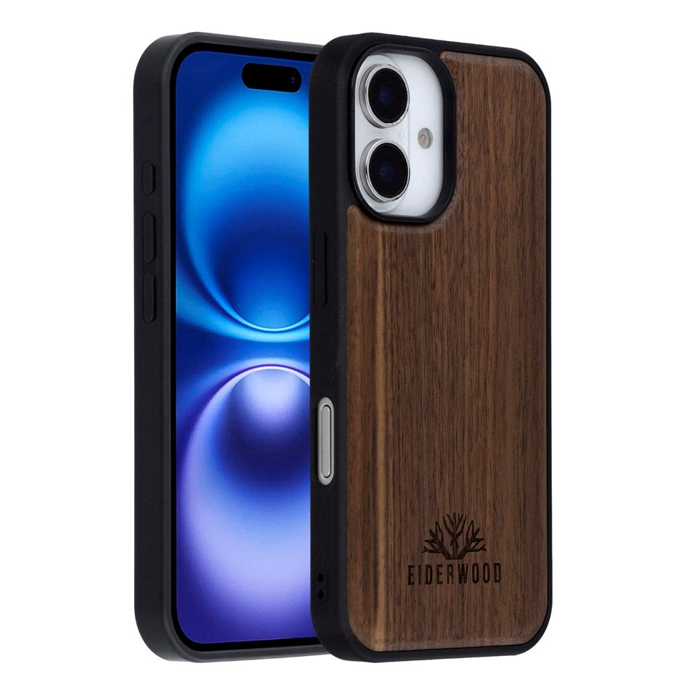 EIDERWOOD iPhone 16 Magnetisk Træcover - MagSafe Kompatibel - Valnøddetræ