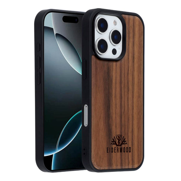 EIDERWOOD iPhone 16 Pro Magnetisk Træcover - MagSafe Kompatibel - Valnøddetræ