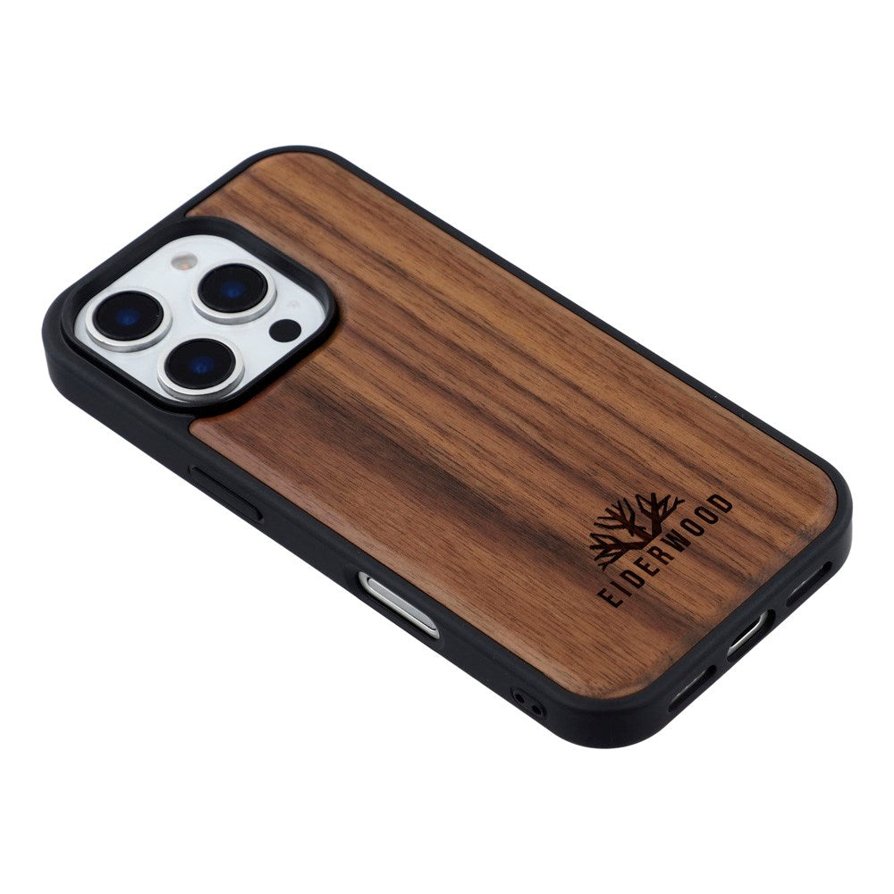 EIDERWOOD iPhone 16 Pro Magnetisk Træcover - MagSafe Kompatibel - Valnøddetræ