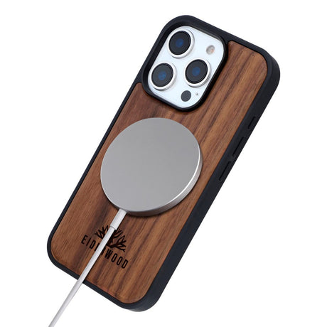 EIDERWOOD iPhone 16 Pro Magnetisk Træcover - MagSafe Kompatibel - Valnøddetræ