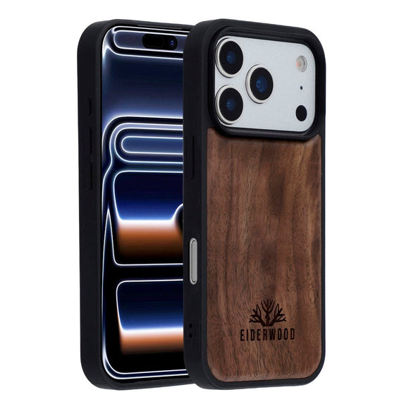 EIDERWOOD iPhone 17 Pro Magnetisk Træcover - MagSafe Kompatibel - Valnøddetræ