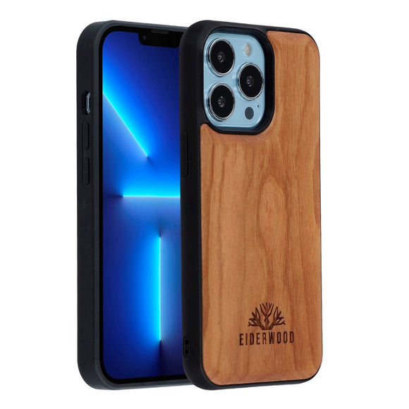 EIDERWOOD iPhone 13 Pro Magnetisk Træcover - MagSafe Kompatibel - Kirsebærtræ